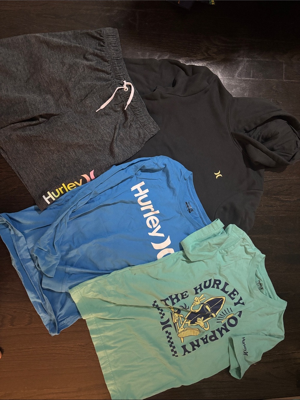 Hurley Kids Short & Tops bundle- Black, Blue & Mint